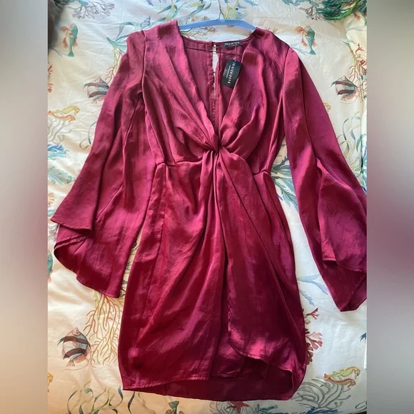 Fashion Nova | Dresses | Nwt Fashion Nova Sugar Land Satin Dress Wine Color  Size Medium | Poshmark